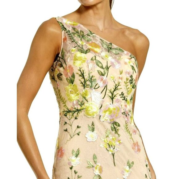 Mac Duggal $598 Embroidered Floral One Shoulder Formal Gown Dress Sz 2 NWT - Picture 2 of 9